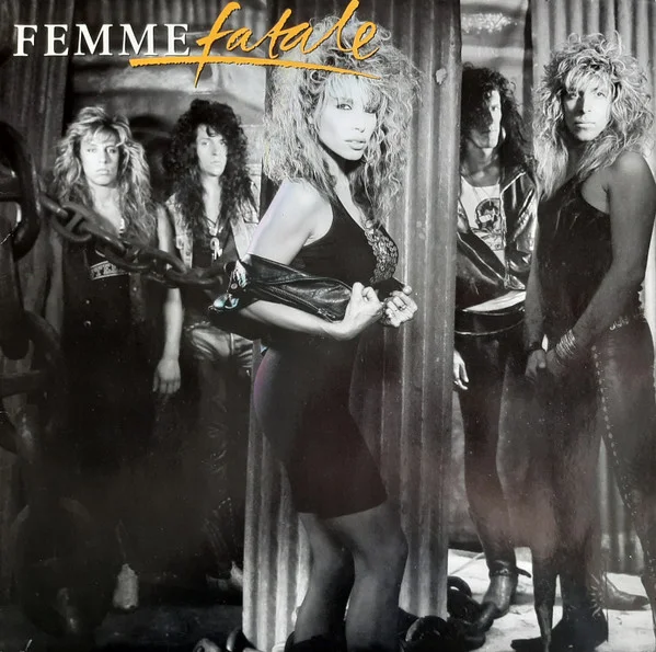 Cover artwork of Femme Fatale's 1988 self-titled debut album, featuring a stylized band photograph