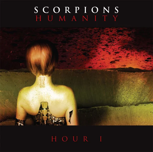 Cover artwork of Scorpions' 2007 album Humanity: Hour I, depicting a female android against a dystopian backdrop